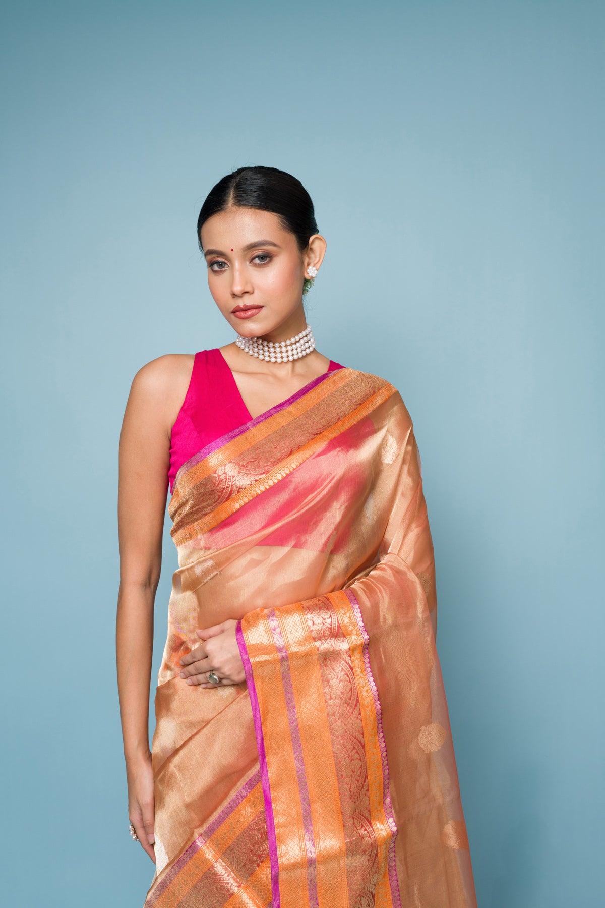 Pink Pure Tissue Silk Banarasi Handloom Saree with Zari work