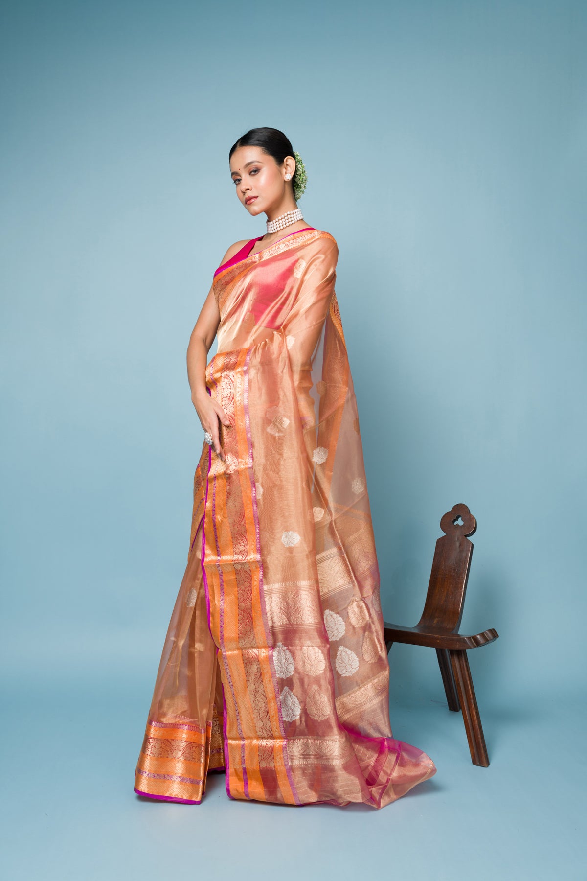 Pink Pure Tissue Silk Banarasi Handloom Saree with Zari work