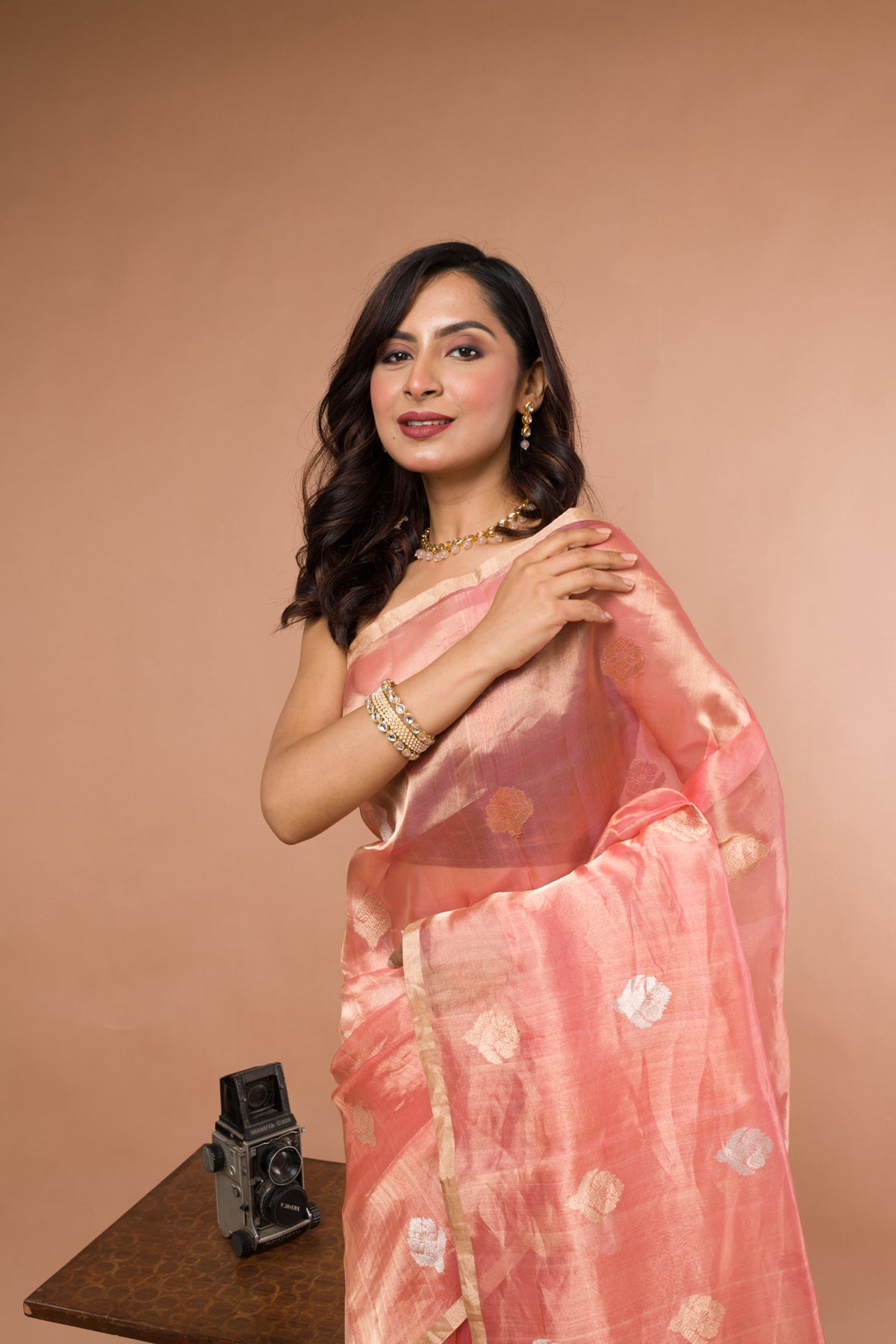 Pink Pure Tissue Silk Banarasi Handloom Saree with Zari work