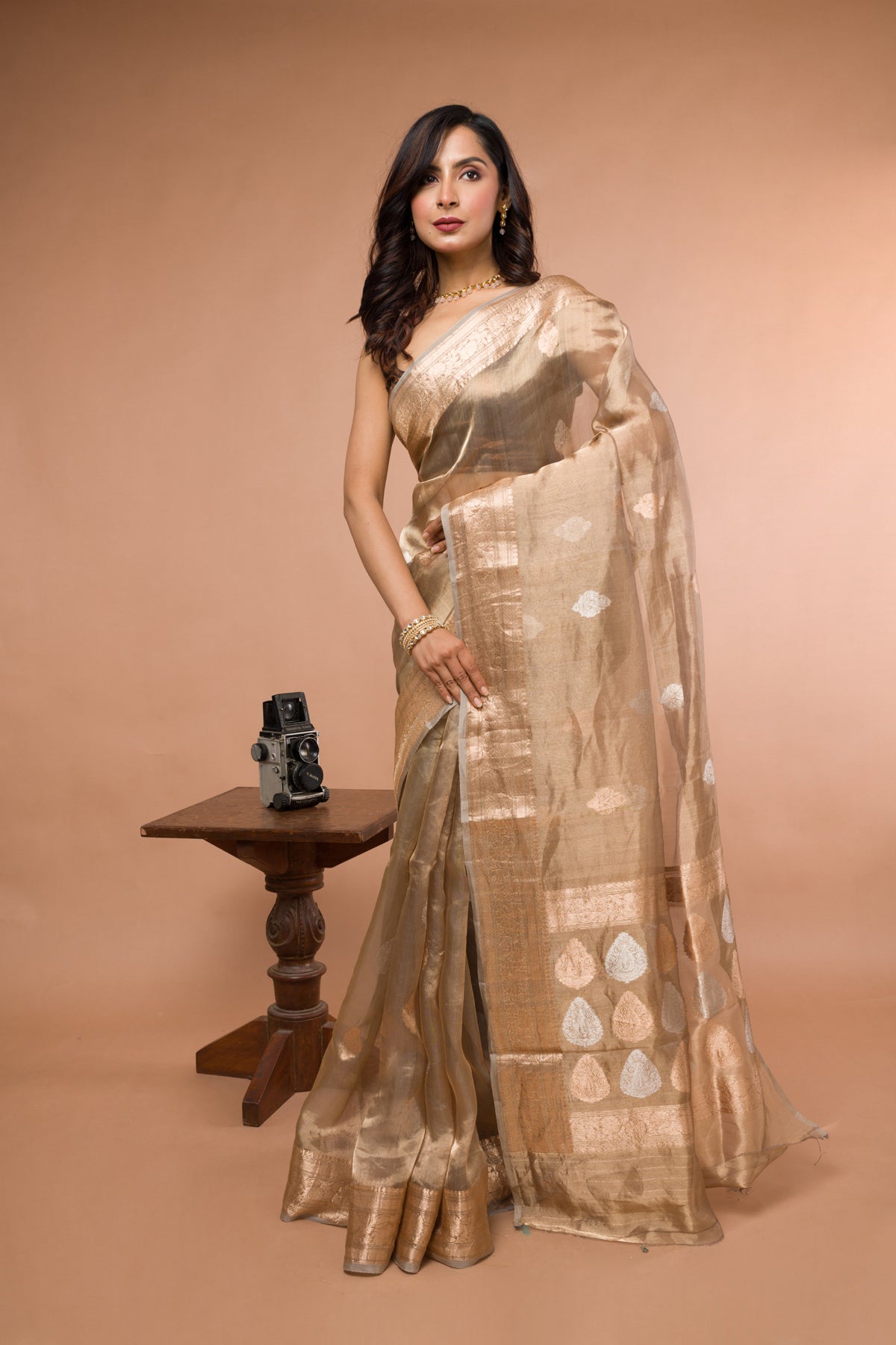 Pestel color Pure Tissue Silk Banarasi Handloom Saree with Zari work