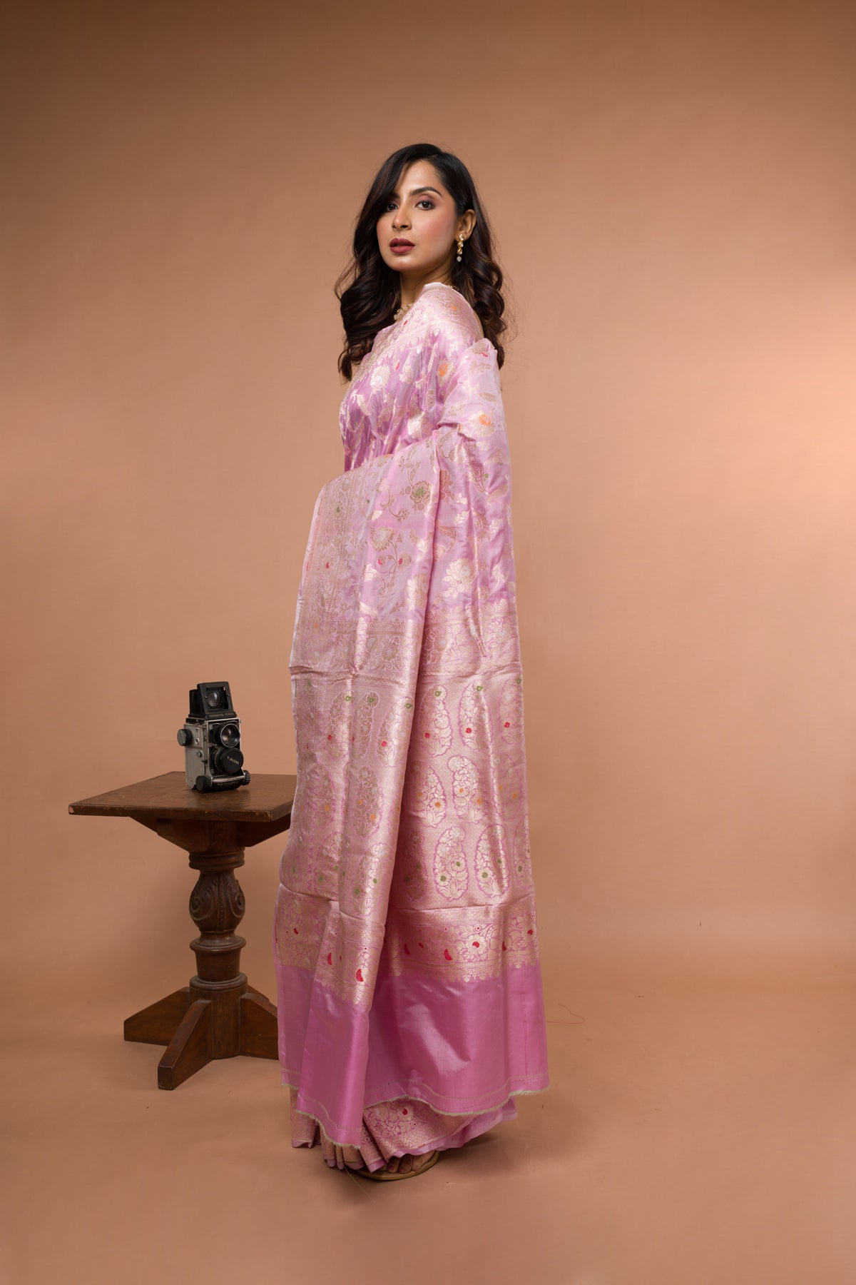 Pink Pure Katan Silk Banarasi Handloom Saree with Zari work