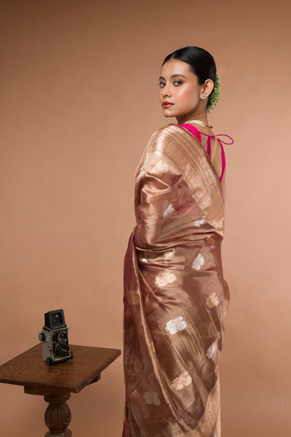 Pastel Pure Tissue Silk Banarasi Handloom Saree with Zari work