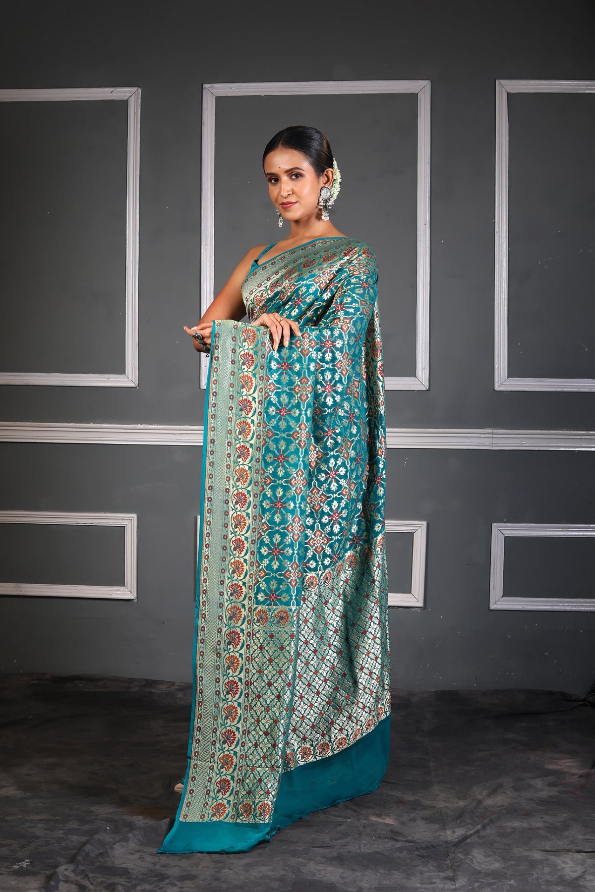 Tortoise Multicolor Pure Chiffon Silk Khaddi Georgette Banarasi Handloom Saree with Zari work