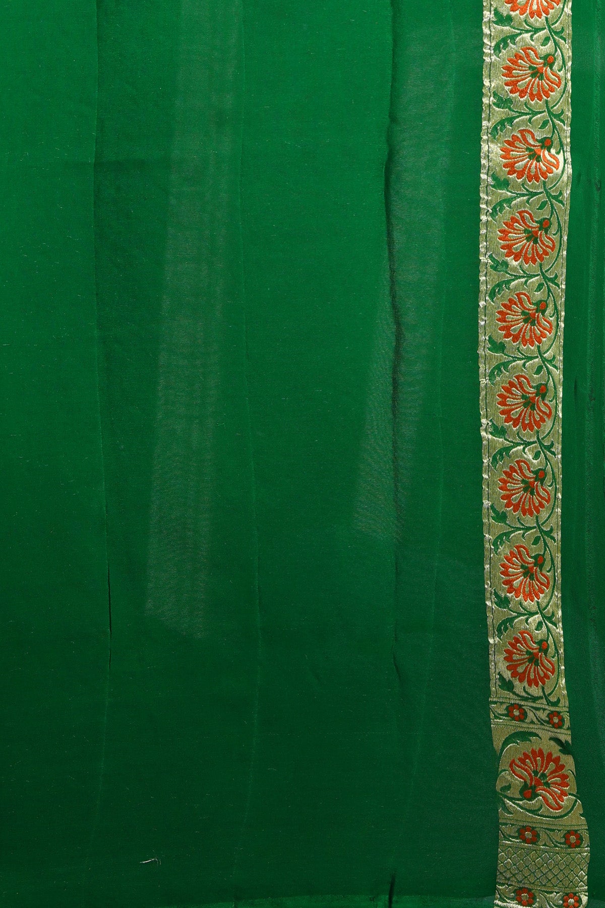 Green Bandhej Meena Pure Chiffon Silk Khaddi Georgette Banarasi Handloom Saree with Zari work