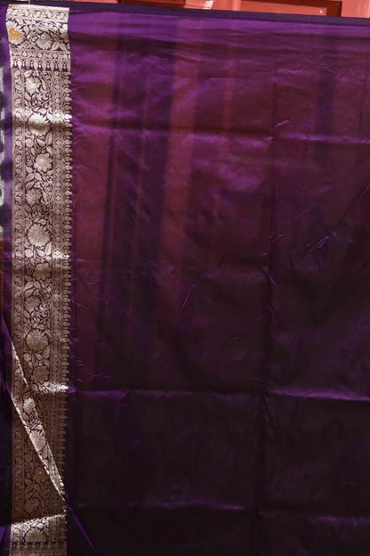 Purple Meena Pure Katan Silk Banarasi Handloom Saree with Zari work