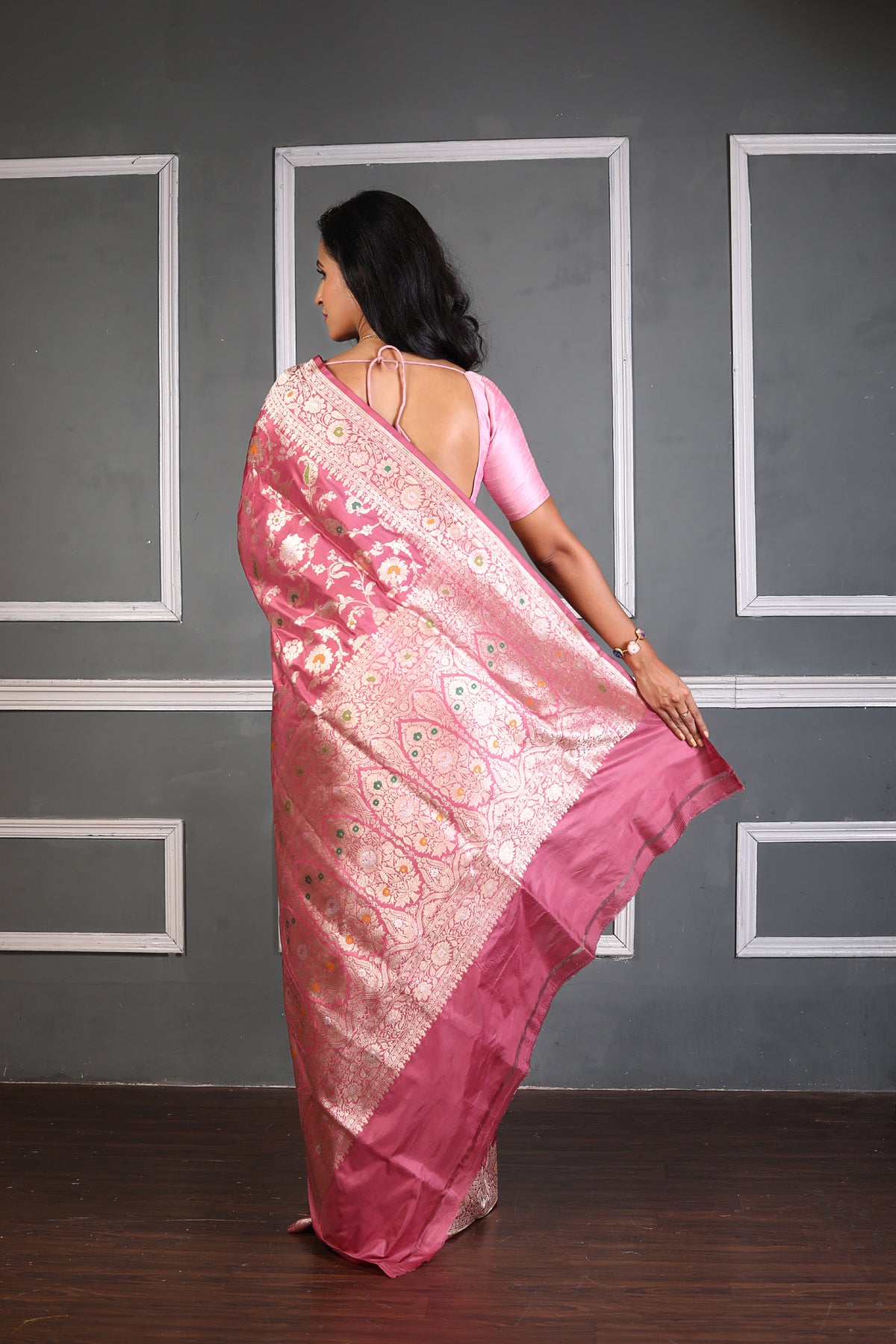 Pink Pure Katan Silk Banarasi Handloom Saree with Zari work