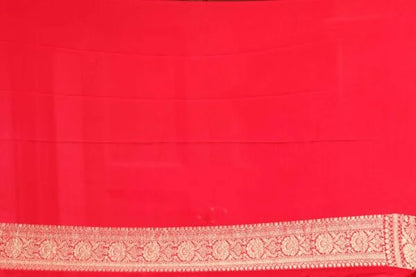 Strawberry Pure Chiffon Silk Khaddi Georgette Banarasi Handloom Saree with Zari work
