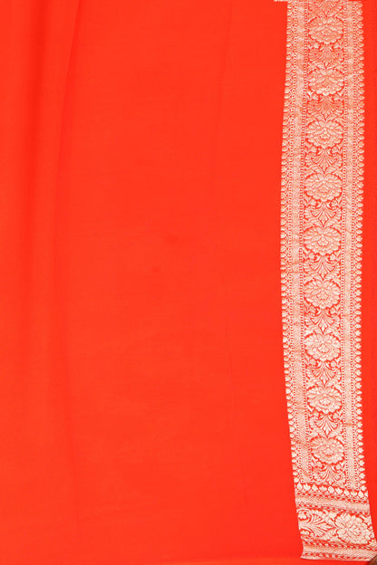Strawberry Pure Chiffon Silk Khaddi Georgette Banarasi Handloom Saree with Zari work