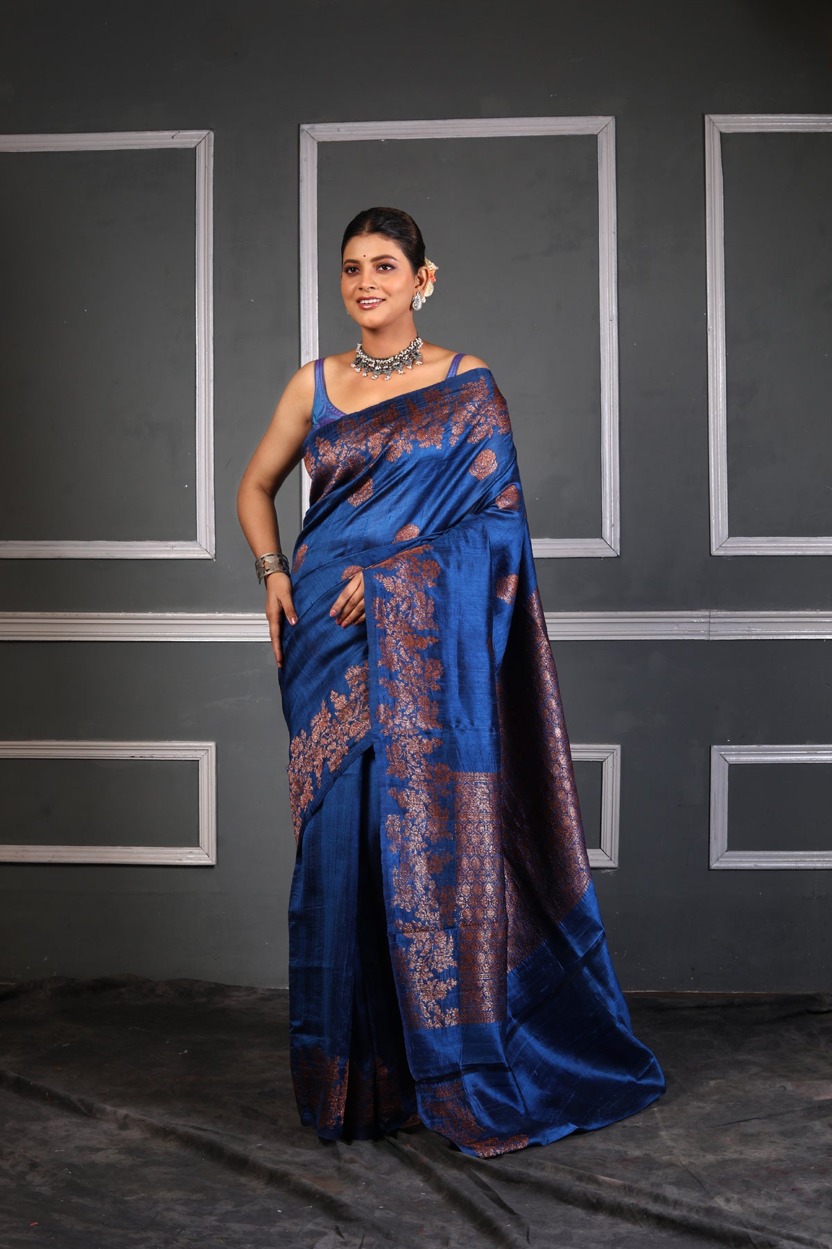 Pure Dupion Silk  Banarasi Handloom Saree with Zari work