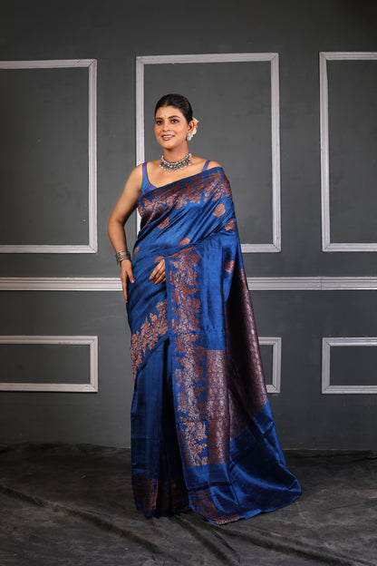 Pure Dupion Silk  Banarasi Handloom Saree with Zari work