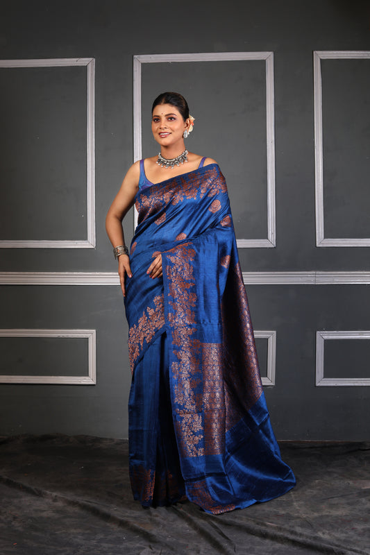 Pure Dupion Silk  Banarasi Handloom Saree with Zari work