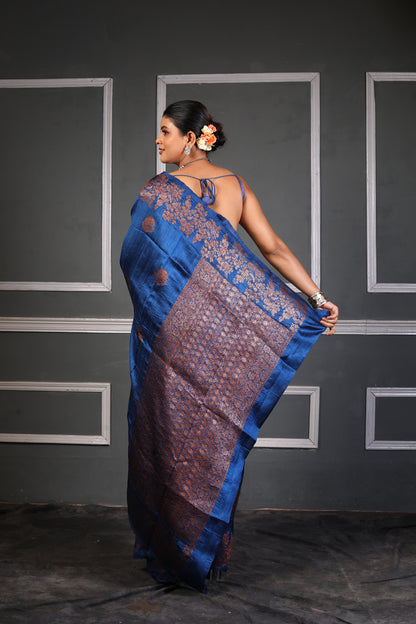 Pure Dupion Silk  Banarasi Handloom Saree with Zari work