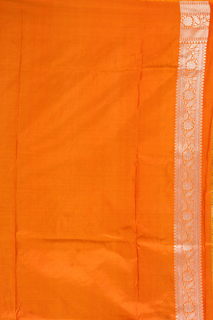 Orange Pure Katan Silk Banarasi Handloom Saree with Zari work
