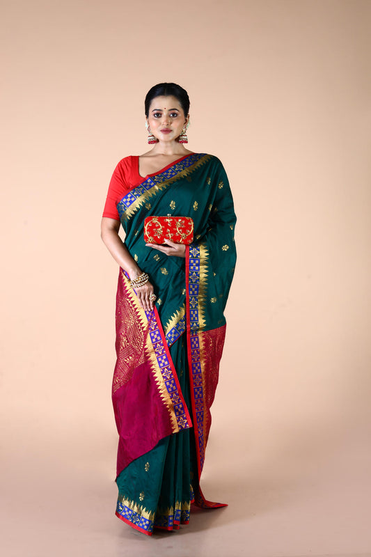 Green Viscose cotton Banarasi Saree