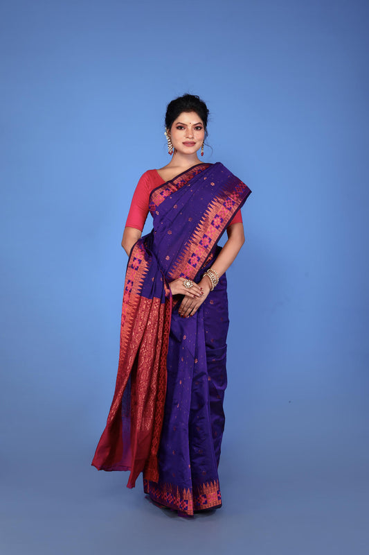 Purple Viscose cotton Banarasi Saree