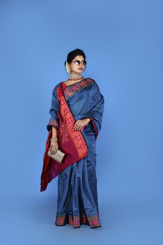 Blue Viscose cotton Banarasi Saree