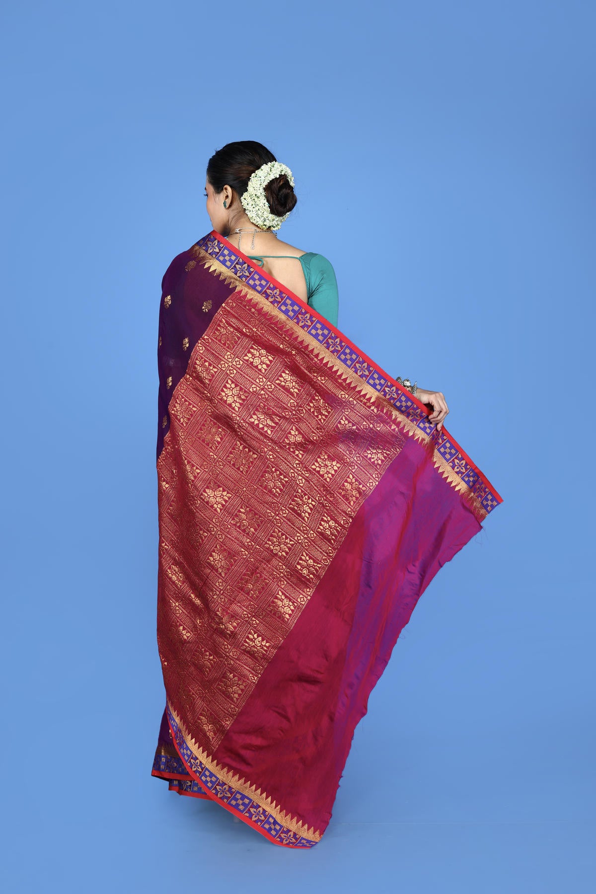 Wine Color Viscose cotton Banarasi Saree