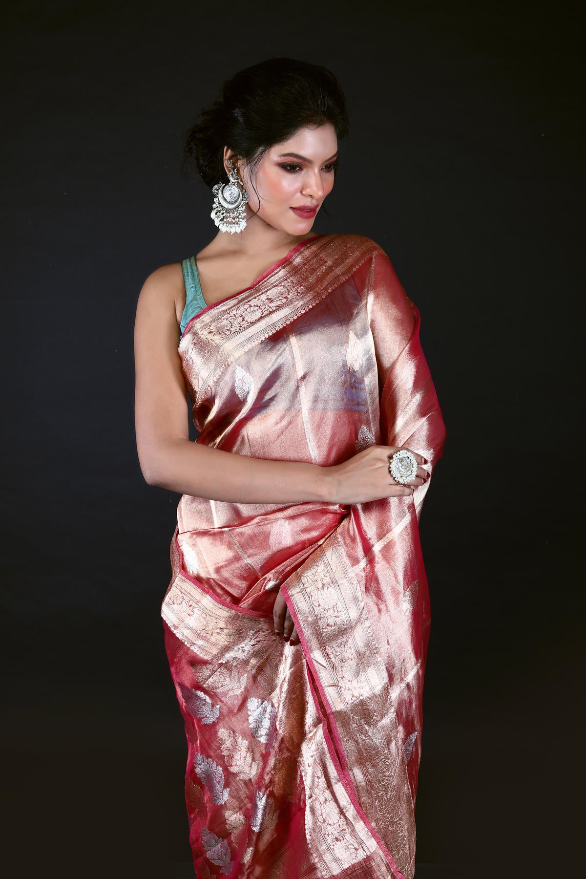 Pink Pure Tissue Silk Banarasi Handloom Saree with Zari work