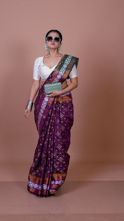 Magenta Color Viscose cotton Banarasi Saree