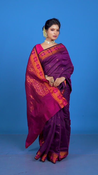 Maroon Viscose cotton Banarasi Saree
