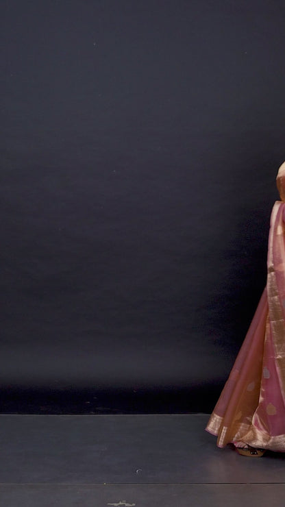 Pink Pure Tissue Silk Banarasi Handloom Saree with Zari work