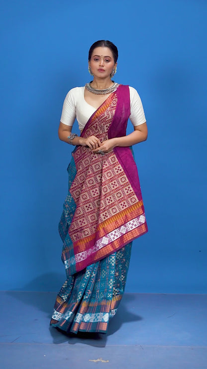 Blue Color Viscose cotton Banarasi Saree