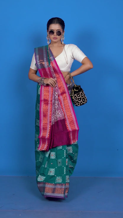 Rama Green Color Viscose cotton Banarasi Saree